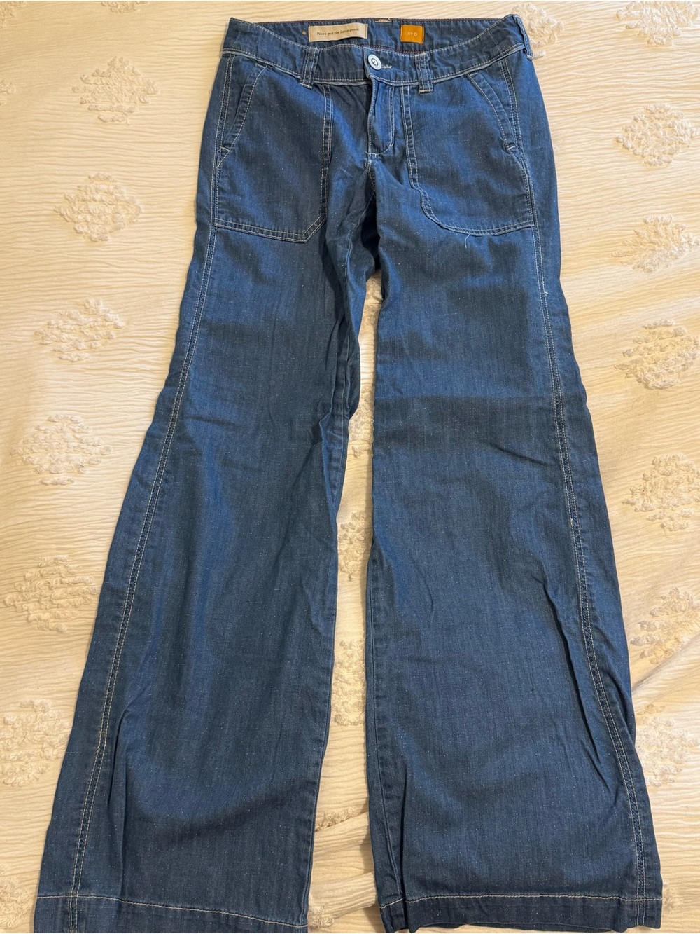 Pilcro and the letterpress Dark Blue Wide-Leg Jeans, size 2 or 27